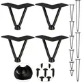 Produktbild: Relaxdays Hairpin Legs, 4er Set, 2 Streben, Metall, Haarnadel Tischbein Für Hocker, Tisch & Schrank, 10 Cm Hoch, Schwarz