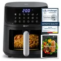 Produktbild: Balter Heißluftfritteuse XXL 5,5L mit Sichtfenster, 1500W, Airfryer, ohne Öl, 12 Programme, Touch-Bedienung, 100 Rezepte, Edelstahl, Schwarz