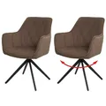 Produktbild: Mendler 2er-Set Esszimmerstuhl HWC-L80, Küchenstuhl Polsterstuhl Stuhl mit Armlehne, drehbar, Metall Stoff/Textil - braun