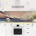 Produktbild: micasia Küchenrückwand selbstklebend Feder ohne Bohren fugenlos - Made in Germany - Dekofolie Abstrakt matt Paneel beige Küche Herd Spritzschutz 1542 (140x40cm)