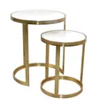 Produktbild: Hochwertige Beistelltische 2tlg., goldfarben, mit Marmorplatte Wohnzimmertische