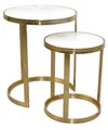 Produktbild: Beistelltisch-Set 2tlg., Spar-Set, 2 Tische, goldfarben, Marmorplatten