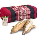 Produktbild: livasia Block Yogakissen eckig - 17x34x12cm - Meditationskissen mit Kapok, Stützkissen Bolster rechteckig, Yoga Pilates Zubehör Nackenkissen, Thaikissen fest handgefertigt (Rot/Elefanten)