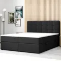 Produktbild: Boxspringbett Athen Chesterfield Optik mit Bettkasten 180x200cm Webstoff Schwarz