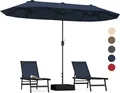 Produktbild: COSTWAY Doppelsonnenschirm 400x200cm mit Ständer & Kurbel, Sonnenschirm Groß XXL, UPF 50+, Gartenschirm Terrassenschirm Marktschirm Marineblau