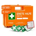 Produktbild: Erste Hilfe Koffer nach neuer DIN 13157:2021 | Gefüllt, inkl. Wandhalterung, 5x Aufkleber, Prüfsticker & 3x Plomben | Erste Hilfe Kasten/Verbandkasten für Betriebe, Unternehmen, Büro & Zuhause