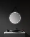 Produktbild: Talos White Light runder Badspiegel Ø 50 cm – Wandspiegel in matt weiß – Badezimmerspiegel mit hochwertigem Aluminiumrahmen – Spiegel mit austauschbarer LED-Beleuchtung für Bad