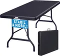 Produktbild: CASARIA® Gartentisch klappbar Polyrattan Campingtisch 180x75cm Wetterfest Tragegriff Klapptisch Kunststoff Tisch Garten Balkon Camping Buffettisch Schwarz