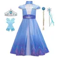 Produktbild: Belle & Moana Prinzessin Kostüm Kleid mädchen mit Umhang Prinzessinnenkostüm Kinder für Weihnachten Geburtstag Verkleidung Karneval Halloween Party 7-8 Jahre