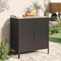 Produktbild: casa.pro Outdoor Schrank Bolognano Gartenschrank Balkonschrank Spind Zwei Türen für Innen- und Außenbereich 92x80x50 cm Schwarz, matt