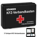 Produktbild: Söhngen KFZ Verbandskasten mit Inhalt & 2x Mundschutzmasken – Schwarz – DIN 1316