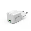 Produktbild: Hama Schnellladegerät (Ladegerät mit USB-C unterstützt Power Delivery und Qualcomm Quick Charge, 30 W, Super-Mini-Format 2,85 x 2,85 x 3,10 cm, GaN Charger, ideal für iPhone und Galaxy-S-Serie) weiß