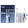 Produktbild: Oral-B Oral Health Center Munddusche mit Oxyjet-Technologie für Zahnreinigung, 2 Ersatzdüsen & PRO Series 1 Elektrische Zahnbürste/Electric Toothbrush, 2 Aufsteckbürsten, 3 Modi für Zahnpflege, weiß