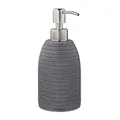 Produktbild: Relaxdays Seifenspender, 300 ml, nachfüllbar, Bad, WC, Küche, Flüssigseifenspender, Polyresin, Edelstahlpumpe, grau