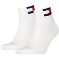 Produktbild: Tommy Hilfiger Kurzsocken TH UNI TJ QUARTER 2P FLAG (2 Paar) Verstärkte Ferse und Spitze für zusätzliche Strapazierfähigkeit weiß 43-46