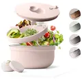 Produktbild: MAMEIDO Salatbox to go 1,5 l, Bowl Lunchbox Erwachsene aus Edelstahl, Bento Box BPA-frei mit Fächern & auslaufsicherem Dressingbehälter, Essensbox Meal Prep (Blush Kissed)