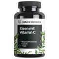 Produktbild: natural elements Eisen 20mg + 42mg Vitamin C – 180Kapseln – Premium-Rohstoff: FerrochelTM – neutral