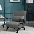 Produktbild: 3 In 1 Relaxsessel, Schlafsessel Mit Bettfunktion, Klappbares Schlafsofa Mit Verstellbarer Rückenlehne, Abnehmbarem Kissen, Sofabett, Metallrahmen Leinen Bis 150 Kg Belastbar, Dunkelgrau - Woltu