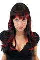 Produktbild: Perücke Damen Frauen Schwarz Rot gesträhnt Glatt Strähnen lang 60cm GFW824-131Y