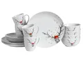 Produktbild: CreaTable, 13919, Serie Luna Hirsch, 16-teiliges Geschirrset für 4 Personen, Kombiservice aus Porzellan, spülmaschinen- und mikrowellengeeignet, Qualitätsproduktion