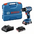 Produktbild: Bosch Professional 18V System Akku Bohrschrauber GSR 18V-45 (Drehzahl 1.900 min⁻¹, inkl. 2x 2.0Ah Akku, Ladegerät GAL 18V-20, L-Case)