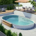 Produktbild: Ovalbecken 5,00 x 9,00 x 1,35 m sand, Folie 0,8 mm, Handlauf STYLE Pool Wasser