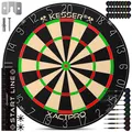 Produktbild: KESSER® Dartscheibe Sisal mit 9 Dartpfeile Professional Dartboard + 21 Pro Flights + Zubehör Steeldart Offizielles Dartscheibe 9 Pfeilen Metallspitze Profi Steeldartscheibe - Dartboard inkl. Montageset