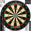 Produktbild: Kesser® Dartscheibe Sisal Mit 9 Dartpfeile Professional Dartboard + 21 Pro Flights + Zubehör Steeldart Offizielles Dartscheibe 9 Pfeilen Metallspitze   Classic