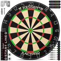 Produktbild: KESSER® Profi Dartscheibe Sisal – Steeldart Dartboard Set 9 Pfeilen mit Metallspitze, 24 Pro Flights & Zubehör, selbstheilend, Wandmontage, Steeldartscheibe Dartboard, inkl. Montageset
