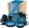 Produktbild: Nordic Fjord 30tlg Blau Geschirrset Kombiset Steinzeug Reaktivglasur CreaTable