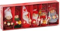 Produktbild: BRUBAKER 6-teiliges Set Weihnachtswichtel aus Holz und Strick - Baumanhänger Weihnachtsanhänger - 8 cm in Geschenkbox Rot