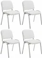 Produktbild: CLP 4er Set Stühle Ken Chrom Kunstleder I Gepolsterte Sitze I Stapelbar, Farbe:weiß