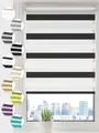 Produktbild: Sonello Doppelrollo Klemmfix ohne Bohren Duo Rollo Klemmrollo Sonnenschutzrollo Fensterrollo für Fenster & Türen Zebrarollo Seitenzugrollo 100cm x 210cm Schwarz/Weiß