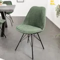 Produktbild: riess-ambiente Design Stuhl SCANDINAVIA MEISTERSTÜCK grün Cord schwarz Metall-Gestell Esszimmerstuhl Essstuhl