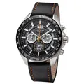 Produktbild: Regent Herren Armbanduhr Analog Lederarmband schwarz orange URBA828
