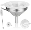 Produktbild: HAUSPROFI 5 Zoll Trichter aus Edelstahl und 200 Mesh Filter Jam Straining Set Sieb für die Übertragung von flüssigen Zutaten