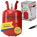 Produktbild: Helium Ballongas für 20 Ballons | Heliumflasche Gasfüllung 140 Liter | Luftballons | Party Factory Heliumgas fürHochzeit (1 x Ballongas 20)