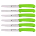 Produktbild: GRÄWE Tafelmesser 6 Stück, Messerset zum Schneiden, 6er Pack Brötchenmesser, Frühstücksmesser mit einseitigem Wellenschliff, Brotmesser, scharfe Messer für Brotzeit, 21 cm - Grün