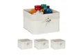 Produktbild: relaxdays Regalkorb Aufbewahrungskorb Set aus Bambus (4 St), Weiß, 4er-Pack