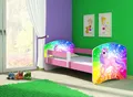 Produktbild: ACMA Jugendbett Kinderbett Junior-Bett Komplett-Set mit Matratze Lattenrost und Rausfallschutz Rosa 18 Pony Regenbogen 140x70