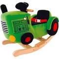 Produktbild: Schaukeltier Traktor, Grün, Schwarz, Holz, Textil, 32.5x47x59 cm, Fußstützen, Haltegriffe, gepolsterte Sitzfläche, Gurtsystem, Spielzeug, Babyspielzeug, Schaukeltiere & Hüpftiere