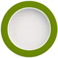 Produktbild: Ornamin Teller mit Kipp-Trick Ø 20 cm grün | Spezialteller mit Randerhöhung für selbstständiges Essen | Esshilfe, Melamin, Anti-Rutsch Teller, Tellerranderhöhung