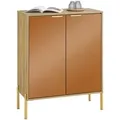 Produktbild: SoBuy Schuhschrank, Gold, Metall, Glas, Holzwerkstoff, 83x100x38 cm, Garderobe, Schuhaufbewahrung, Schuhschränke