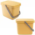 Produktbild: KADAX Abfallbehälter mit Deckel und Griff, Abfalleimer aus Plastik, 6L, Gelb