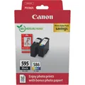 Produktbild: Canon PG595/CL586 PVP, Schwarz, Cyan, Magenta, Gelb, 6,7 ml, 9,9 ml, 2 Stück(e), Doppelpack