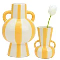 Produktbild: matches21 HOME & HOBBY Blumenvasen Set bunt gestreift, gelb weiß in 2 Größen - Moderne Keramik Vase als Wohnzimmerdeko