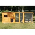 Produktbild: zooprinz Hühnerstall Flexi | mit extra Auslauf | XXL | Wetterfest | Massivholz | 215x70x65cm (BxHxT) - Braun