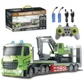 Produktbild: RC-Auto RC LKW Spielzeug, 1:12 Ferngesteuerter Truck & Bagger Set mit Lichtern
