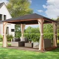 Produktbild: TOOLPORT 3x4 m Hardtop Gartenpavillon, inkl. 4 Seitenteile, champagnerfarben - (300183)