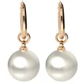 Produktbild: LÖB Creolen 750er Roségold Vergoldet Perlen Anhänger Weiß, Damen Ohrringe Perlenohrringe hängend Tropfen Tropfenform Tropfenanhänger Brautschmuck Rose Gold Schmuck